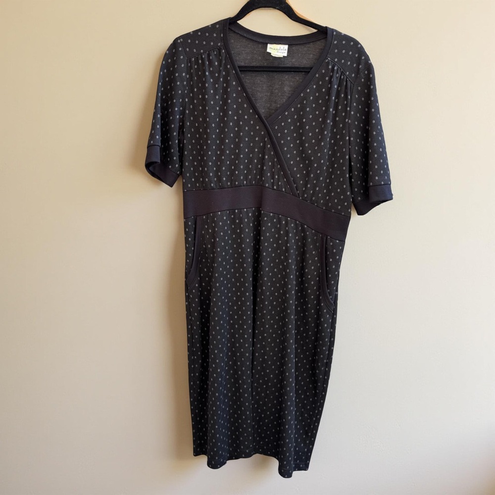 Mandala Designs Black & Gray Polka Dot Dress - XL - Made in Canada